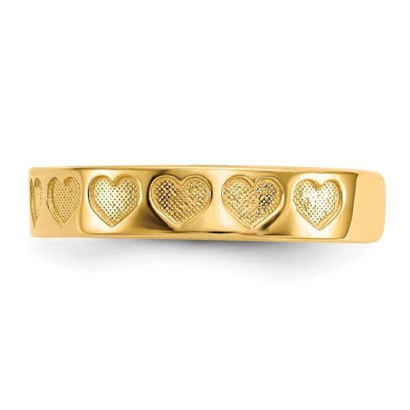 3mm Textured Heart Toe Ring in 14K Yellow Gold - Picture 4 of 5